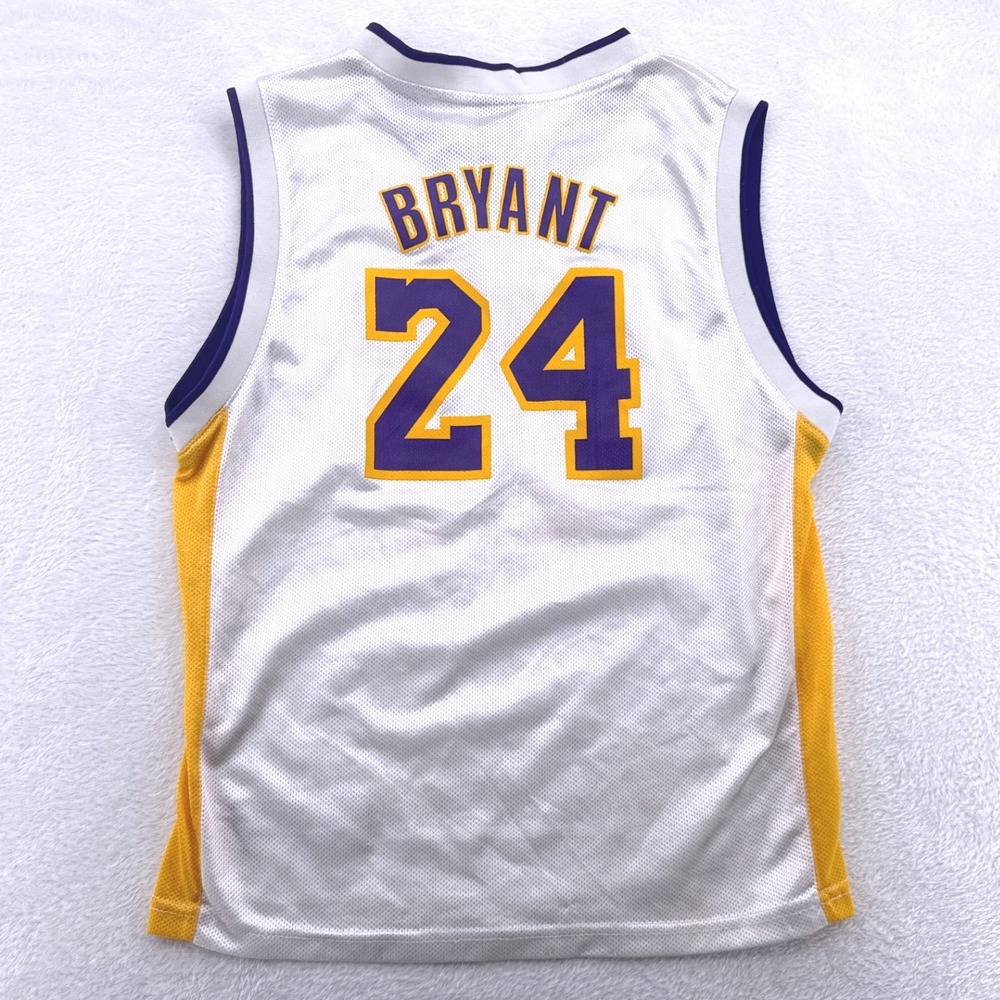 Adidas Kobe Bryant Basketball Jersey Youth L White 24 Los Angeles Lakers NBA